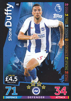 Shane Duffy Brighton & Hove Albion 2018/19 Topps Match Attax #40